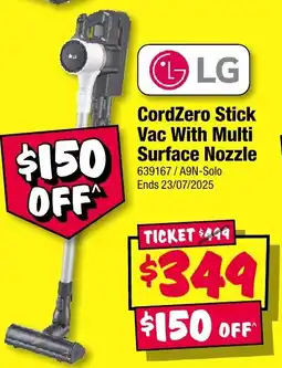 JB Hi-Fi Cordzero stick vac with multi surface nozzle offer