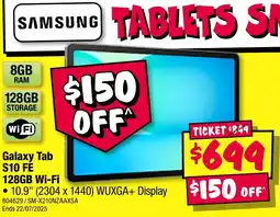 JB Hi-Fi Galaxy tab s10 fe 128gb wi-fi offer
