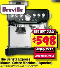JB Hi-Fi The barista express manual coffee machine liquorice offer