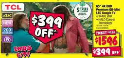 JB Hi-Fi 65" 4k uhd premium qd-mini led google tv offer