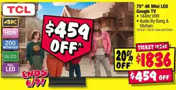 JB Hi-Fi 75" 4k mini led google tv offer