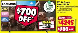 JB Hi-Fi 98" 4k crystal smart led tv offer