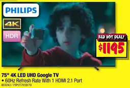 JB Hi-Fi 75" 4k led uhd google tv offer