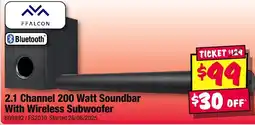 JB Hi-Fi 2.1 channel 200 watt soundbar with wireless subwoofer offer