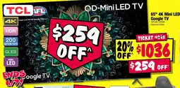 JB Hi-Fi 65" 4k mini led google tv offer