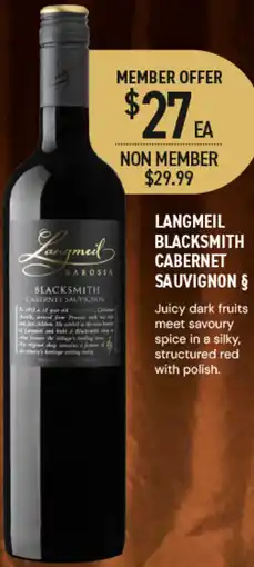 Dan Murphy's Langmeil Blacksmith Cabernet Sauvignon offer
