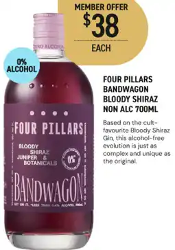 Dan Murphy's Four pillars bandwagon bloody shiraz non alc offer
