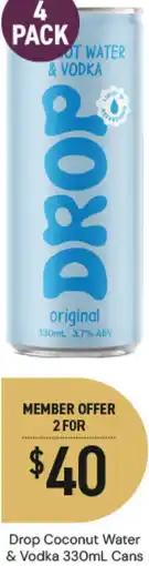 Dan Murphy's Drop Coconut Water & Vodka Cans offer