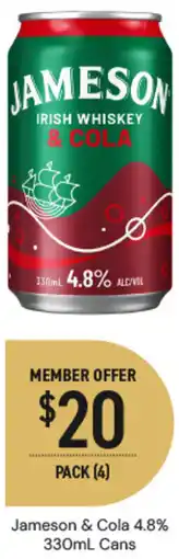 Dan Murphy's Jameson & Cola 4.8% Cans offer