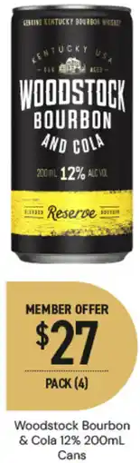 Dan Murphy's Woodstock Bourbon & Cola 12% Cans offer