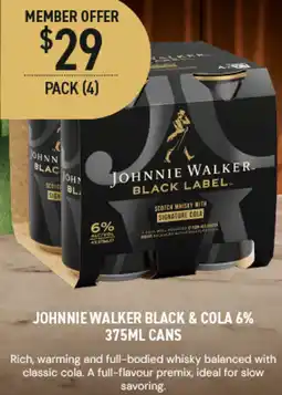 Dan Murphy's Johnnie walker black & cola 6% cans offer