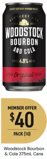 Dan Murphy's Woodstock Bourbon & Cola Cans offer