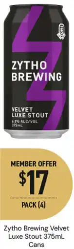 Dan Murphy's Zytho Brewing Velvet Luxe Stout Cans offer