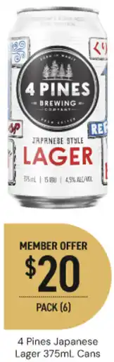 Dan Murphy's 4 Pines Japanese Lager Cans offer