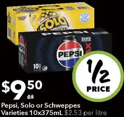 Ritchies Pepsi, Solo or Schweppes Varieties offer