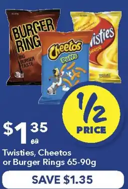 Ritchies Twisties, Cheetos or Burger Rings offer