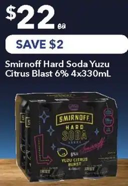 Ritchies Smirnoff Hard Soda Yuzu Citrus Blast 6% offer