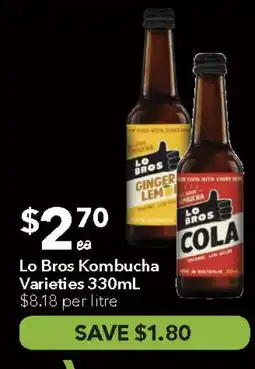 Ritchies Lo Bros Kombucha Varieties offer