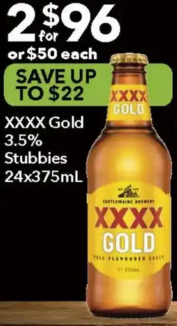 Ritchies XXXX Gold 3.5% Stubbies offer
