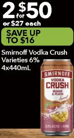 Ritchies Smirnoff Vodka Crush Varieties 6% offer