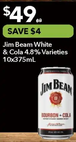 Ritchies Jim Beam White & Cola 4.8% Varieties offer