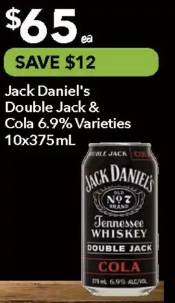 Ritchies Jack Daniel's Double Jack & Cola 6.9% Varieties offer