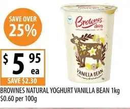 Supabarn BROWNES NATURAL YOGHURT VANILLA BEAN offer