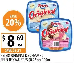 Supabarn PETERS ORIGINAL ICE CREAM offer