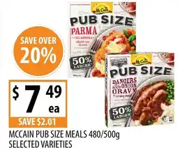 Supabarn Mccain pub size meals offer