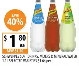 Supabarn Schweppes soft drinks, mixers & mineral water offer