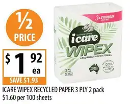 Supabarn Icare wipex recycled paper 3 ply offer