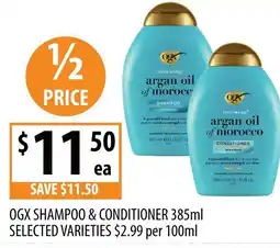 Supabarn Ogx shampoo & conditioner selected varieties $2.99 per 100ml offer