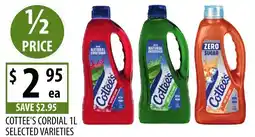 Supabarn Cottee's cordial selected varieties offer