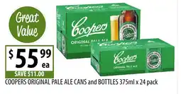 Supabarn COOPERS ORIGINAL PALE ALE CANS and BOTTLES offer