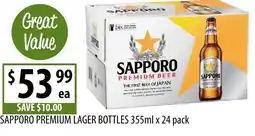 Supabarn SAPPORO PREMIUM LAGER BOTTLES offer