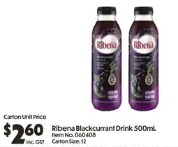 Campbells Wholesale Ribena Blackcurrant Drink offer