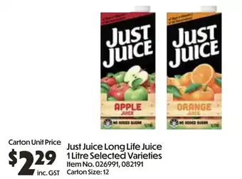 Campbells Wholesale Just Juice Long Life Juice offer