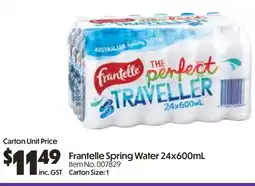 Campbells Wholesale Frantelle spring water offer