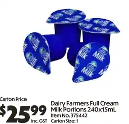 Campbells Wholesale Dairy Farmers Full Cream Milk Portions offer