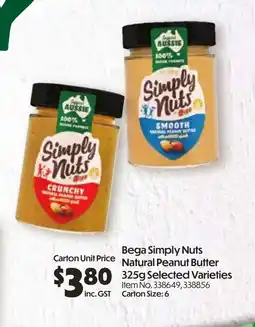 Campbells Wholesale Bega Simply Nuts Carton Unit Price Natural Peanut Butter offer