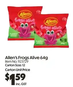 Campbells Wholesale Allen's Frogs Alive offer