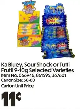 Campbells Wholesale Ka Bluey, Sour Shock or Tutti Frutti offer