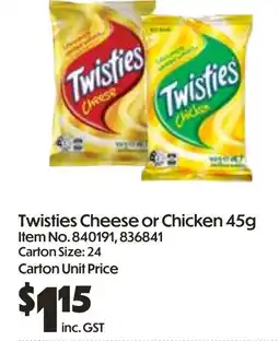Campbells Wholesale Twisties Cheese or Chicken offer