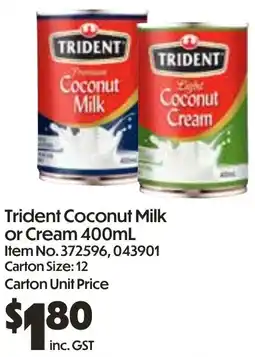 Campbells Wholesale Trident Coconut Milk or Cream offer