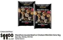 Campbells Wholesale Marathon Aussie Beef or Chicken Mini Dim Sims offer