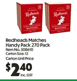 Campbells Wholesale Redheads Matches offer