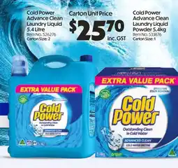Campbells Wholesale Cold Power Advance Clean Laundry Liquid offer
