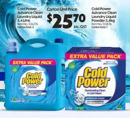 Campbells Wholesale Cold Power Advance Clean Laundry Liquid Powder offer