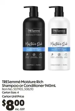 Campbells Wholesale TRESemmé Moisture Rich Shampoo or Conditioner offer