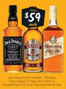 Cellarbrations Jack daniel's old number 7 whiskey, chivas regal 12 year old scotch or bundaberg extra finish bourbon barrel rum offer